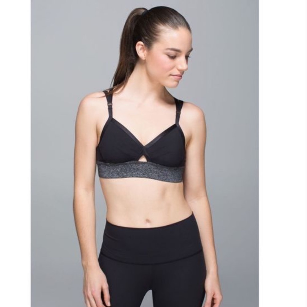 Lululemon Black and Gray Strappy Yoga Sports Bra